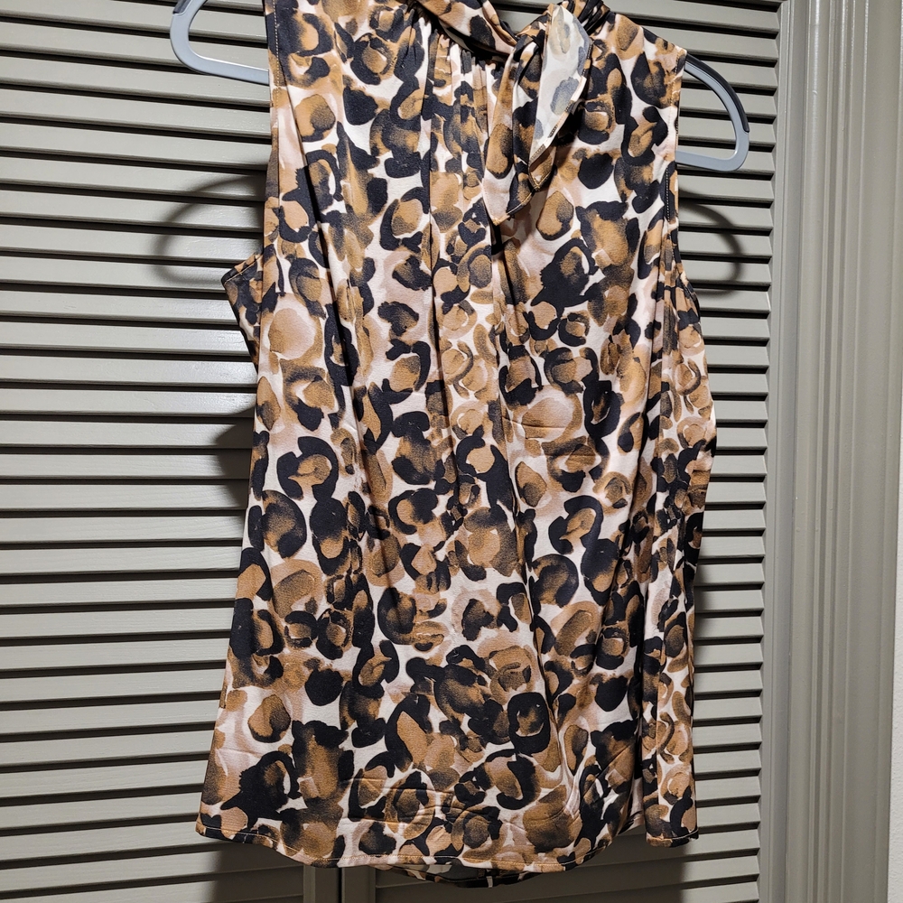 St. John Leopard Print Sleeveless Blouse